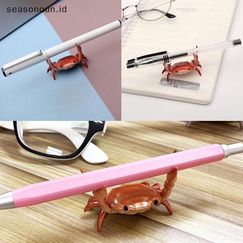 Seasonoun Kreatif Lucu Crab Pen Holder Weightlifg Crabs Penholder Rak Penyimpanan.