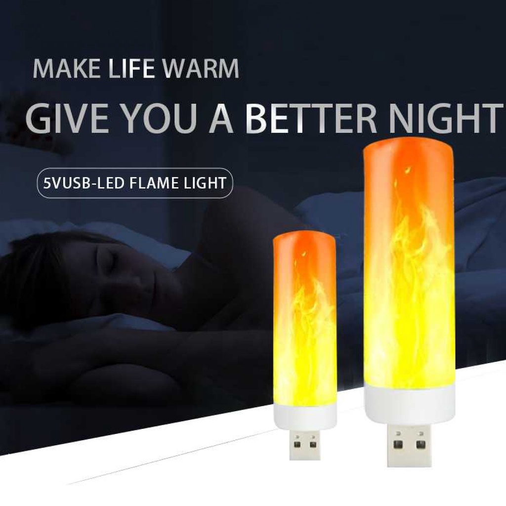 Lampu LED USB Model Api Flame Effect 5 V Yellow Light