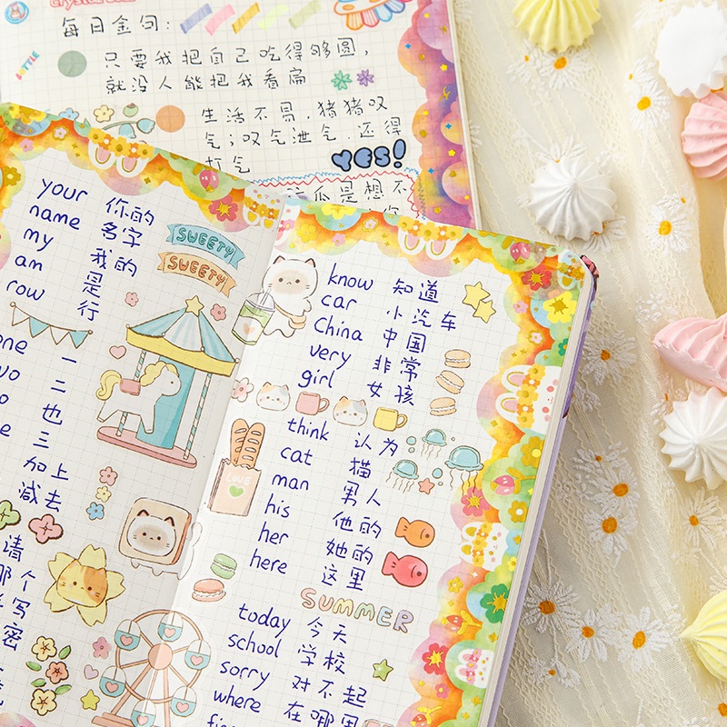 3meter Lucu Bronzing Awan Gelombang Series Washi Tape Scrapbook Border Bahan Deco Sticker