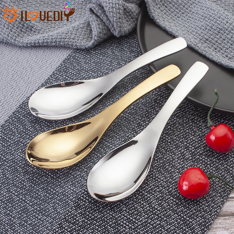 [Unggulan] Peralatan Makan Pernikahan Pub Halus Kepala Bulat Dessert Scoop Comfort Grip Kopi Susu Aduk ladle Stainless Steel Handle Sendok Sup