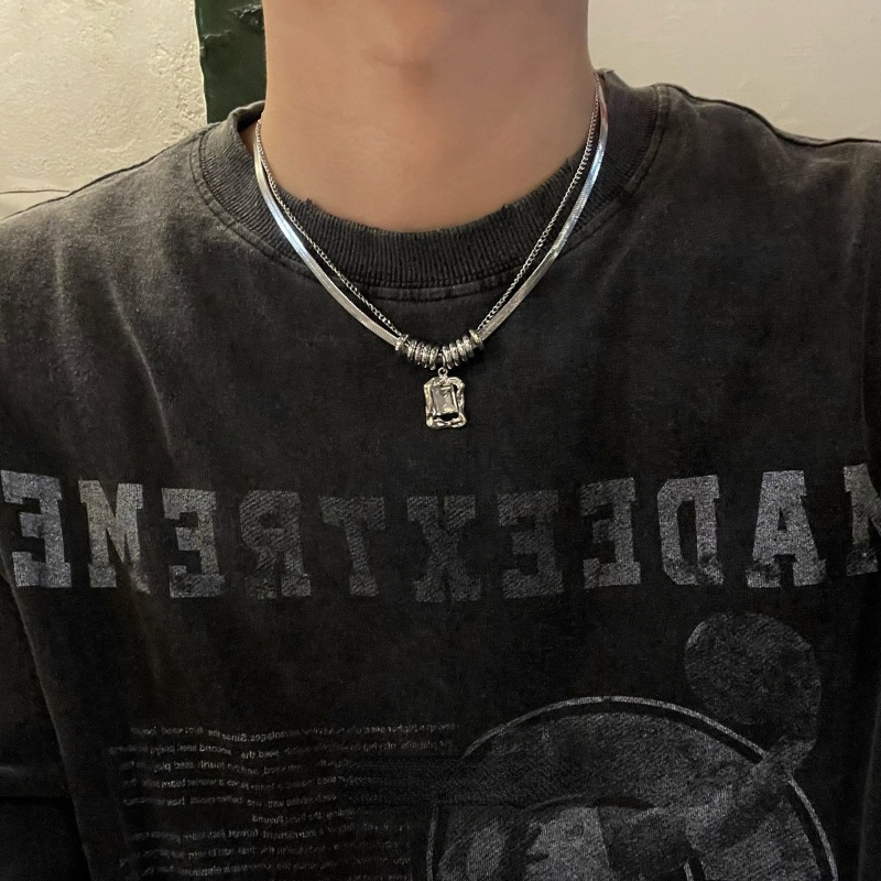 Double Layer Square Zircon Kalung Wanita Klavikula Choker Rantai Perhiasan Aksesori