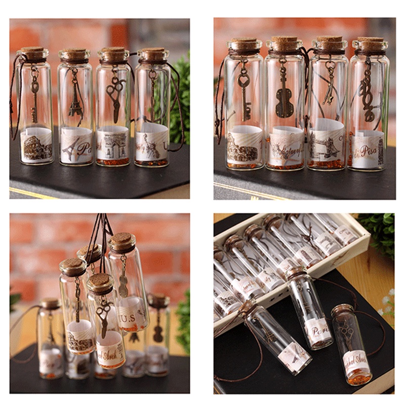 Vintage Wishing Glass Bottle Decoration Gift Botol Drift Mini Dengan Liontin