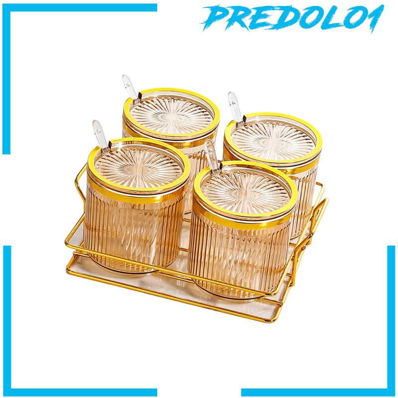 [Predolo1] Condiment Pots Tank Wadah Makanan Dengan Tutup Dan Sendok