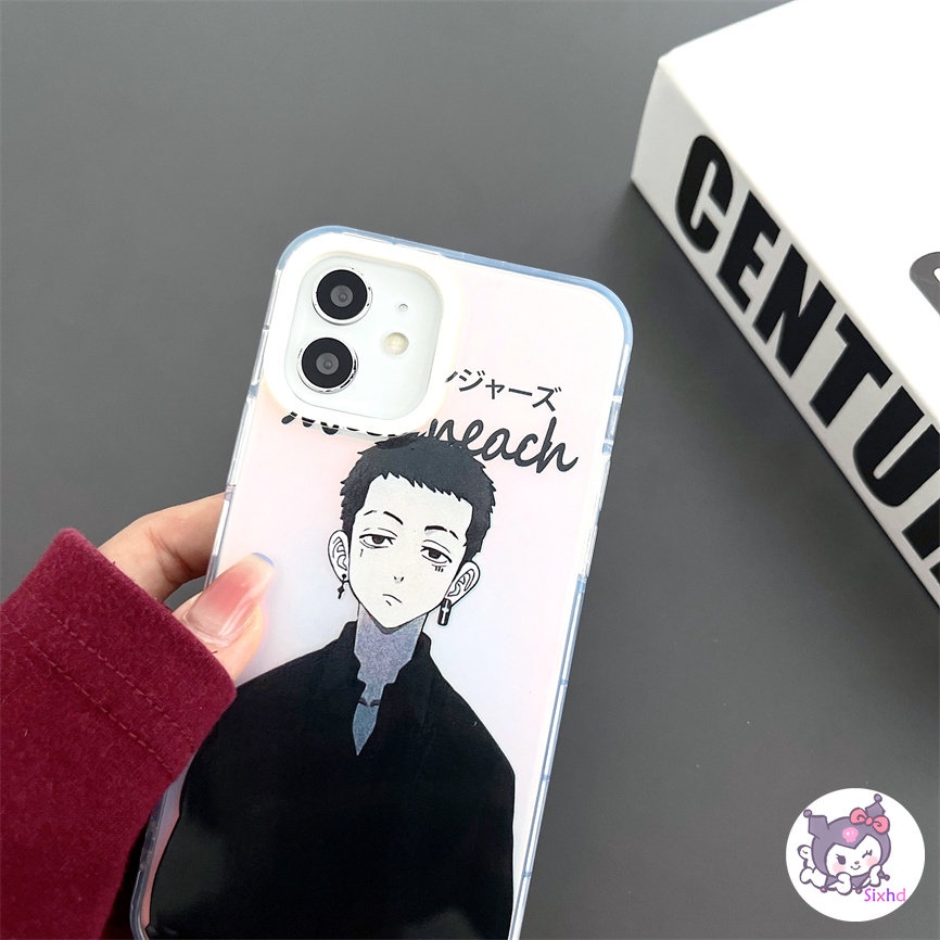 IPHONE Kompatibel Untuk Iphone11 14 13 12 Pro Max8 7Plus X Xs Xr Xs Max SE 2020 Kartun Sederhana Tokyo Avengers Laser Gradien Perlindungan Lensa Ponsel Case Lembut TPU Anti Jatuh Cover XJJJJ