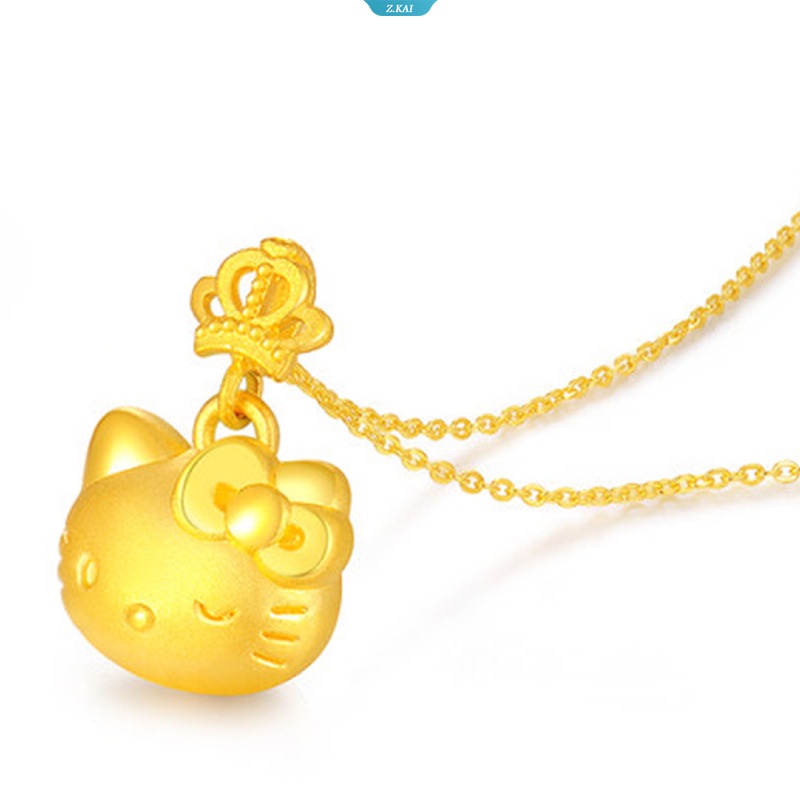 2023kalung Liontin Kartun Sanrio HelloKitty Perempuan Lapis Emas Produk 3D Lucu Elegan Fashion Hadiah Hari Valentine Tgl 20mei [ZK]
