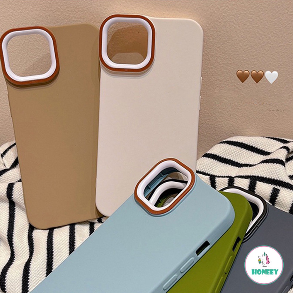 Korea INS Sederhana Warna Solid Ponsel Case Untuk iPhone 14 Pro Max13 12 11 Pro Max XR 7 8 Plus Bungkus Penuh Anti-Drop Lensa Yang Dapat Dilepas Lembut Penutup Belakang