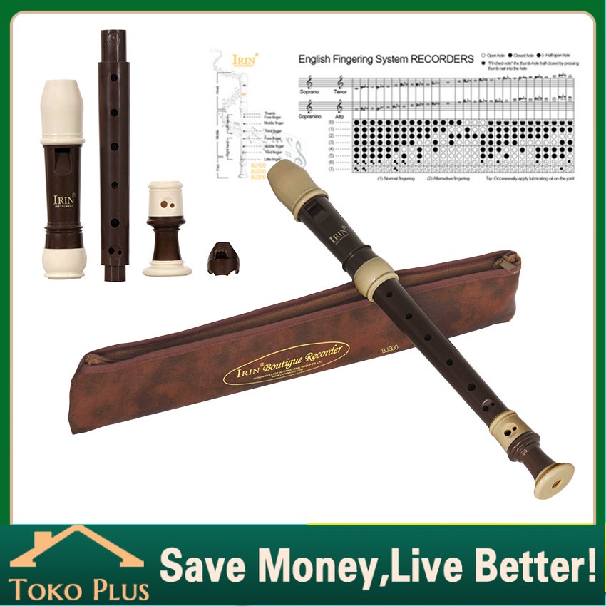 Baroque Recorder Suling Flute  / Seruling Soprano Bahan Abs / Alat Musik Seruling / Set Harpa Untuk 