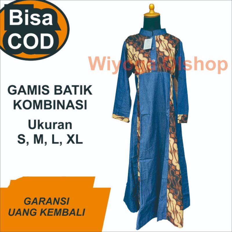 AB45 gamis batik kombinasi levis cantik jumbo dan bisa busui