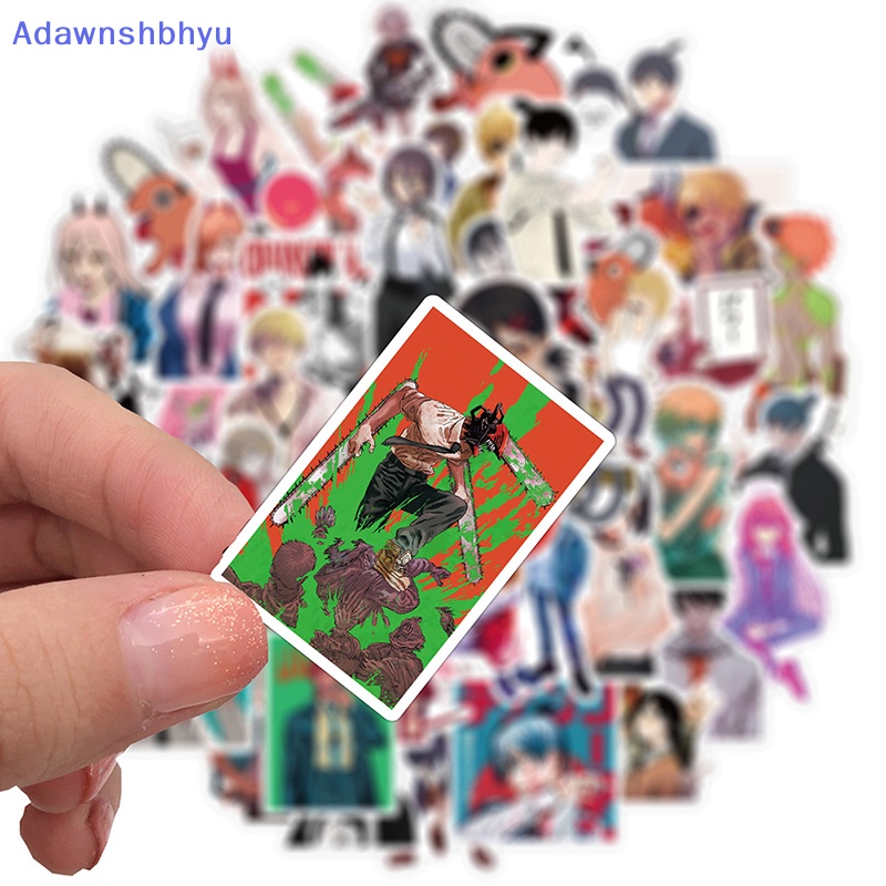 Adhyu 50PCS Chain Man Anime Stiker Keren Graffiti Decals DIY Skateboard Koper ID