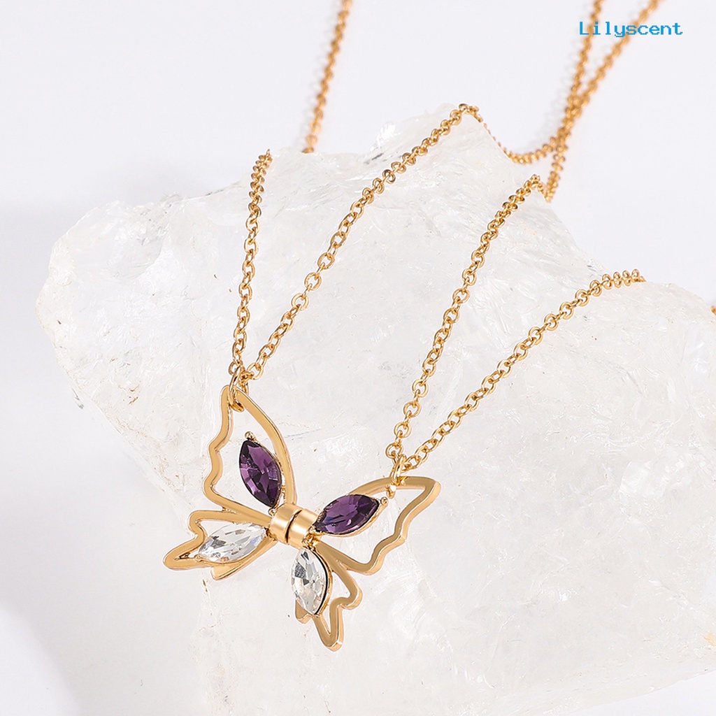 [LS]Wanita Kalung Berongga Kupu-Kupu Liontin Electroplating High-polished Charming Dress Up Colorfast Wanita Elegan Liontin Kalung Fashion Jewellery