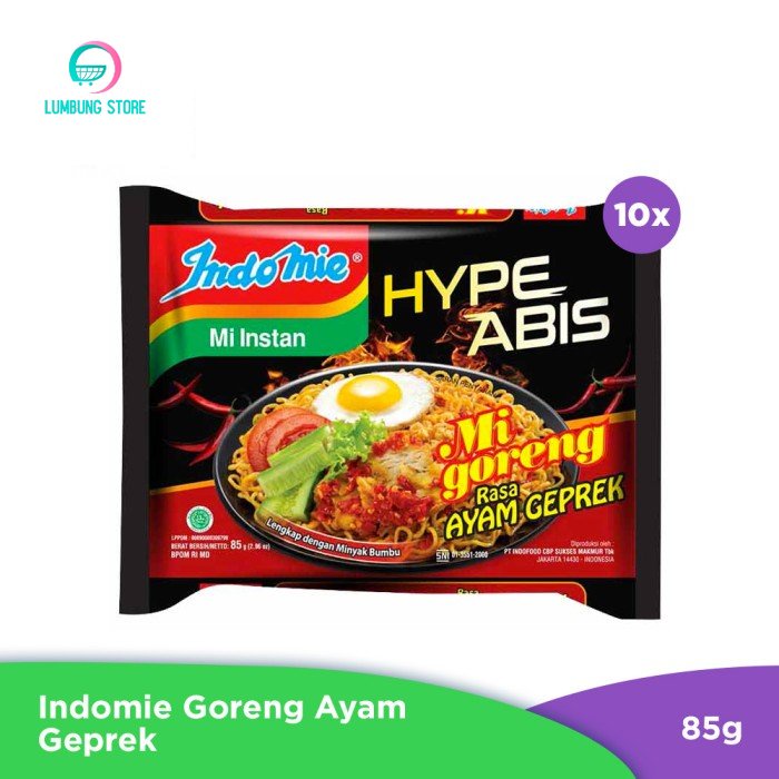 

Indomie Mie Instant Goreng Ayam Geprek 10 pcs