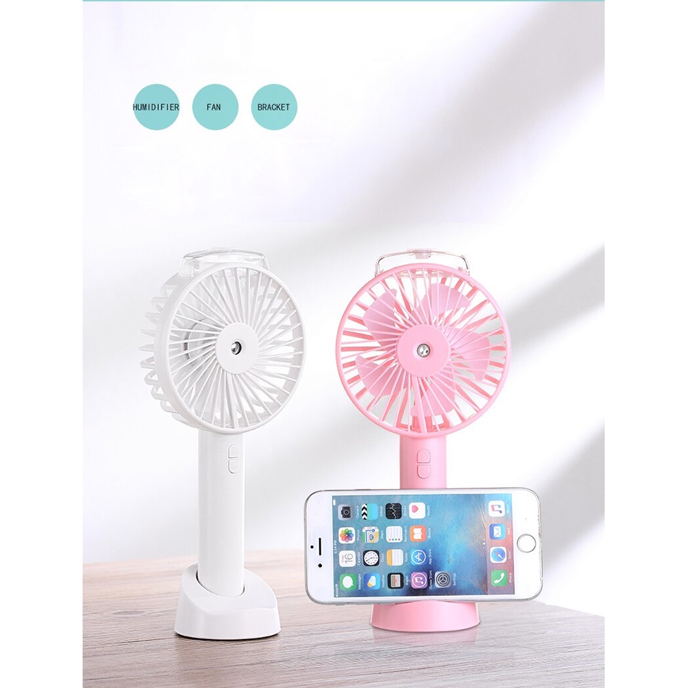 Kipas Angin Meja Humidifying Spray Portable Fan - Blue