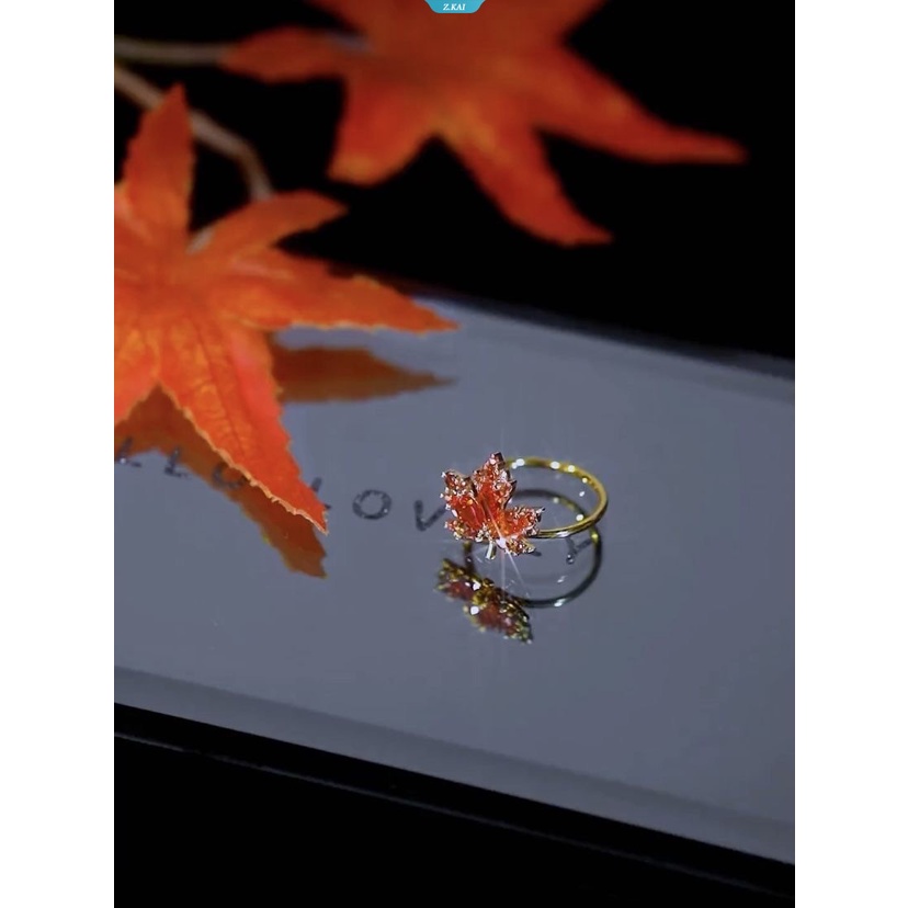 Permainan Genshin Impact Kaedehara Kazuha Cosplay Cincin Wanita Kalung Anting Perhiasan Adjustable Maple Leaf Pendant Choker Ear Studs [ZK]