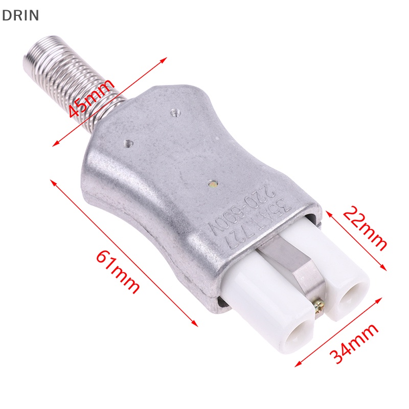 dr New 6mm IEC C8 Ceramic Wiring Industry Socket Plug High Temperature Male Female Connector Electric Oven Power Outlet 35A vn
