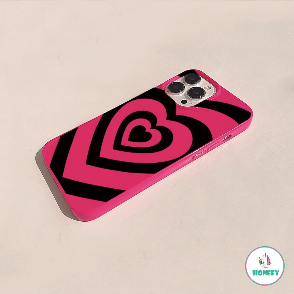 IPHONE Casing Ponsel Gradiasi Pink Love Heart Untuk Iphone14 13 12 11 Pro Max XS X XR 7 8 Plus Cover Pelindung Bumper Silikon Lembut