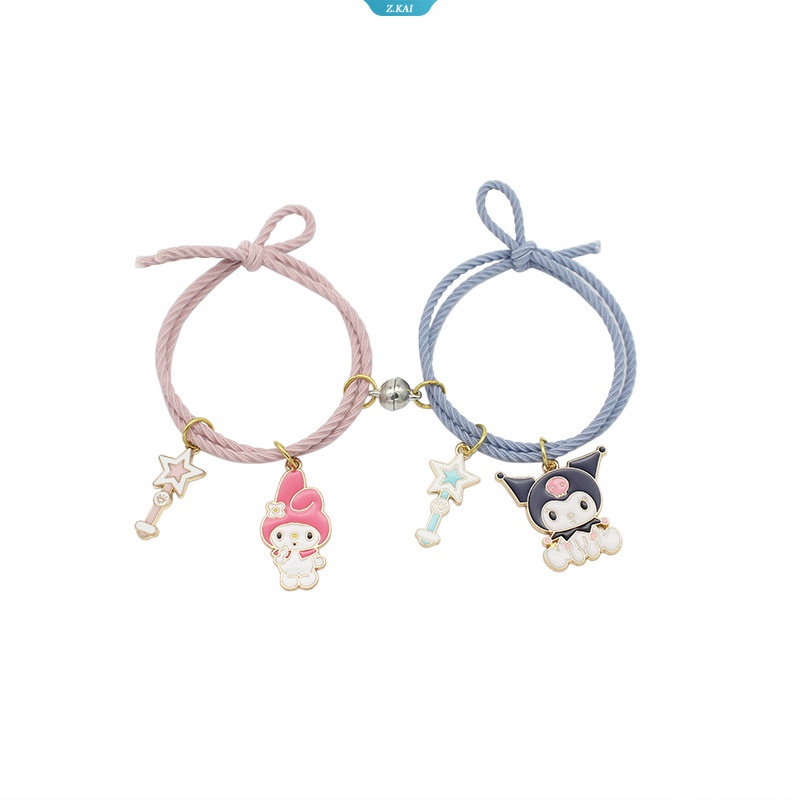 Sanrios New Kuromi My Melody Couple Gelang Magnet Kalung Set 2set Kombinasi Sahabat Pelajar [ZK]