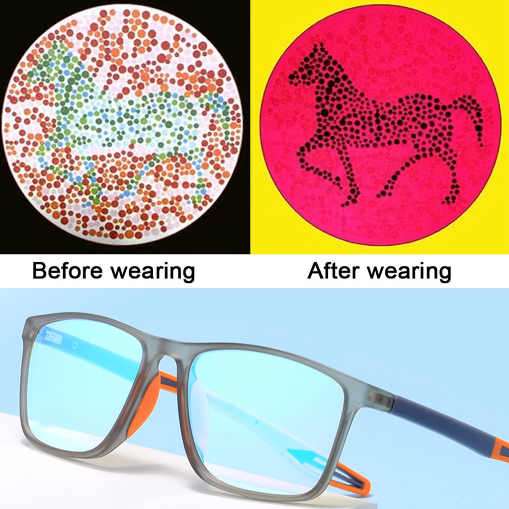 Kacamata Buta Warna Transparan Merah Hijau Color Blind Corrective Spectacles Colorblind Driver Eyeglasses Anti Slip Unisex