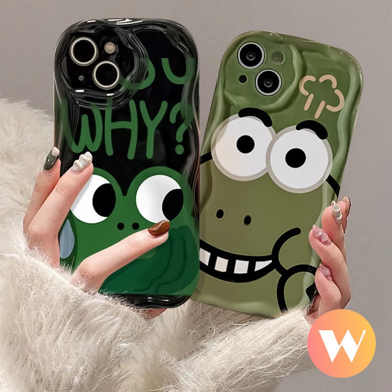 IPHONE Monster Kecil Baru 3D Wavy Curved Edge Soft Tpu Lovers Cover Kompatibel Untuk Iphone7 8 Plus 6s 6x XS Max SE 2020 11 12 13 14 Pro Max XR Pasangan Kartun Lucu Cute Frog Case