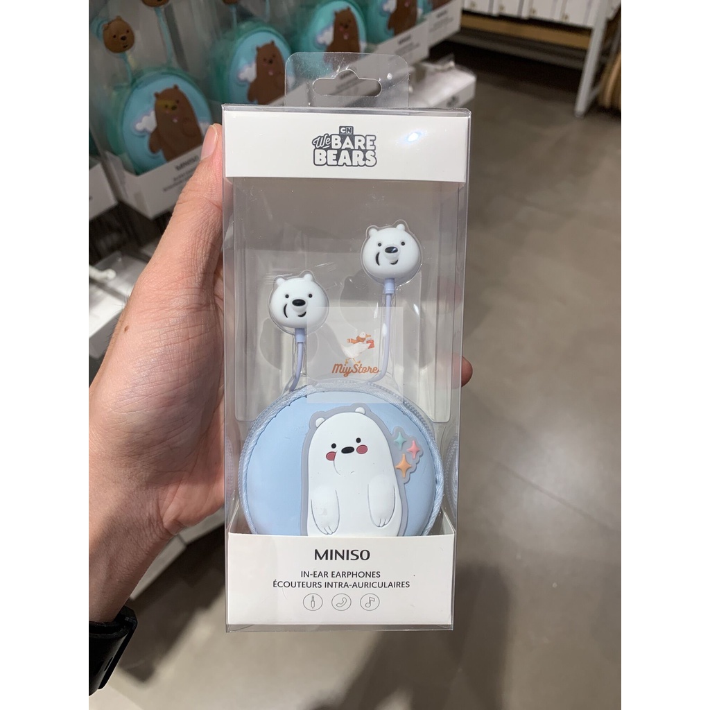 MINISO Earphone We Bare Bears / Headset We Bare Bears Collection 4.0 Earphones with Storage Bag