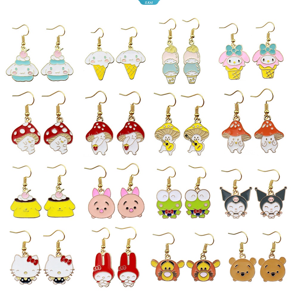 Kartun Cinnamoroll Pom Pom Purin Strawberry Bear Pichu Anting Hewan Gadis Lembut Dan Lucu Imut Fashion Anting Kreatif [ZK]