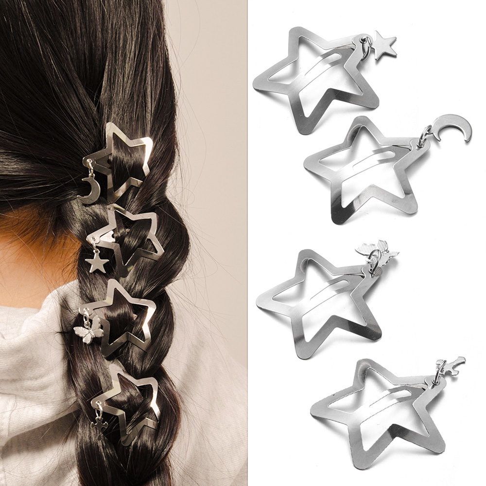 Y2k Style Women Sweet Hair Clip/Jepit Rambut Pentagram Bintang Gadis Panas/Ladies Simple Hair Pin/Jepit BB Fashion Cewek/Ponytail Hair Holder/Aksesoris Rambut Elegan