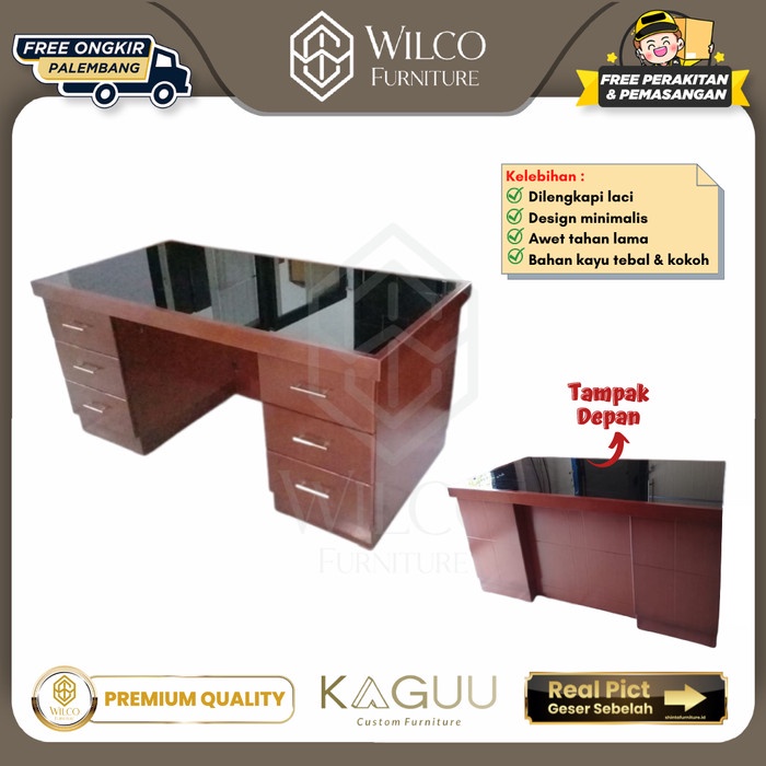 Meja Kantor Minimali HPL 1 Biro / Meja Direktur Custom KAGUU Palembang