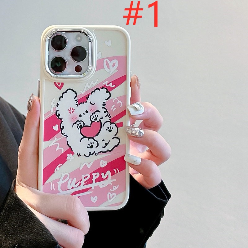 Pink Line Love Puppy Soft Silicon Case HP iP iPhone 12 13 14 Pro Max 11 Girl Woman FTD Casing Apple