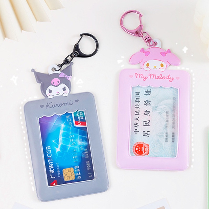 Ins Angin Lucu Kartun Sanrio Card Cover/Kreatif Giok Guigou Foto Liontin Gantungan Kunci/Serbaguna Siswa ID Cinta Bean Card Protector/Vintage Coolomica Bag/