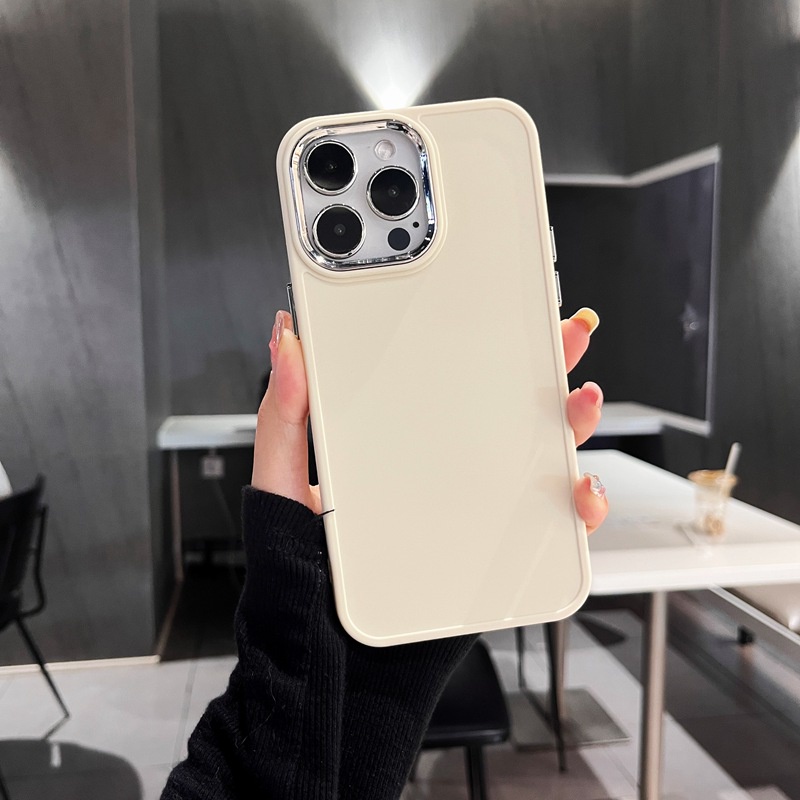 Electroplated Lens Frame Silicone Soft Case IPhone 6S Plus 7 8 14 Plus 7+ 8+ XR XS Max 11 12 13 14 Pro Max SE 2020 Women's Gift Gray Blue Pretty Phone Case