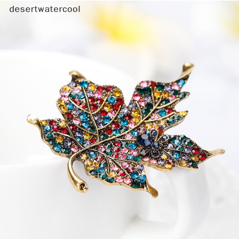 Deid Colorful Maple Leaf Bros Pin Kerah Dekorasi Lencana Korsase Wanita Perhiasan Martijn