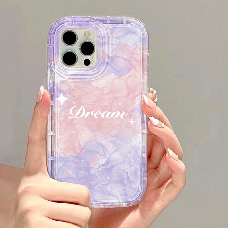 IPHONE Dream Pink Ungu Casing Ponsel Kompatibel Untuk Iphone7Plus8Plus6Plus11 14 13 12 Pro MAX XR X XS MAX SE Airbag Shockproof Cover