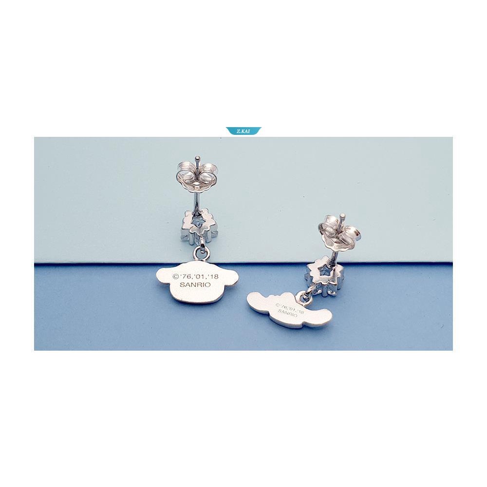 Kawaii Lucu Sanrio Cinnamoroll Anting Ear Studs S925 Sterling Silver Ornamen Hadiah Natal Untuk Anak Perempuan [ZK]