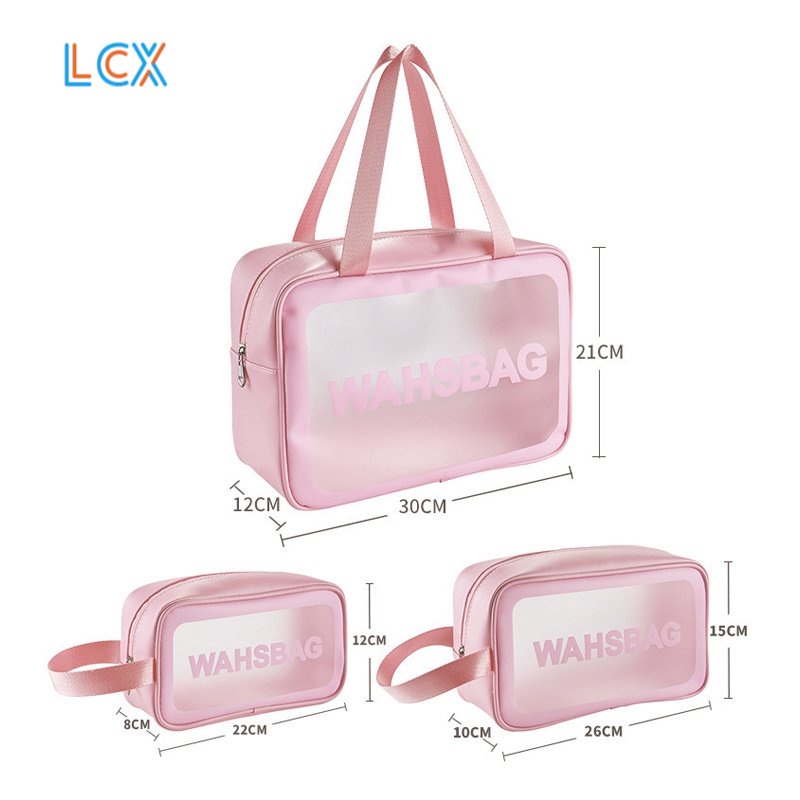 LCX  Tas Kosmetik WASHBAG Bahan PVC Kulit PU Waterproof Transparant Pouch Travel Organizer VS-134