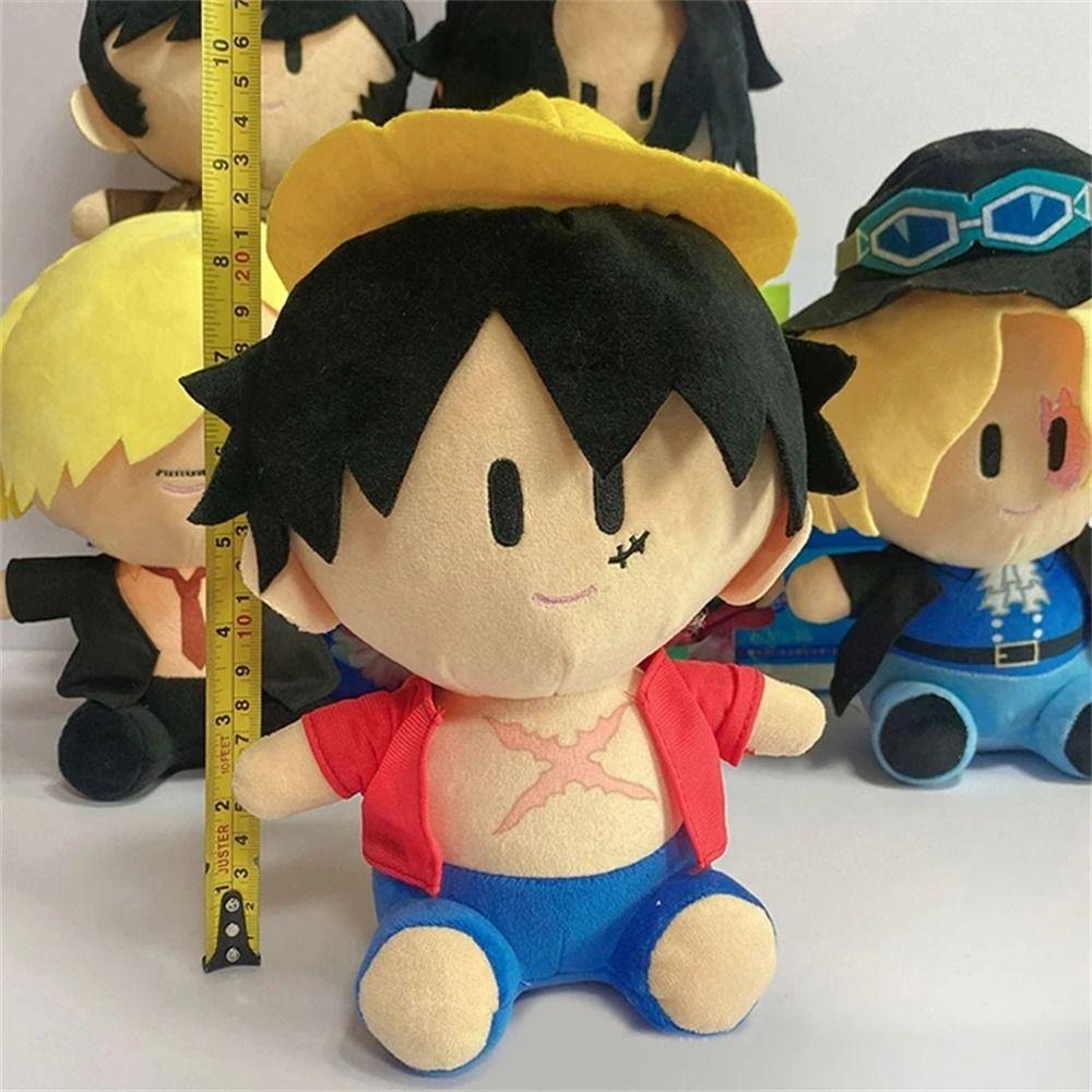 Lanfy Anime Luffy Boneka Mewah Hadiah Ulang Tahun Kartun Mainan Lembut Ace Roronoa Zoro 25 cm Luffy Boneka Mainan