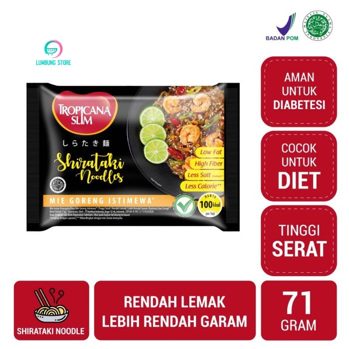 

Tropicana Slim Shirataki Noodle: Mie Goreng Istimewa (71 gr)