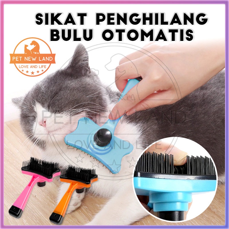 Sikat Sisir Kucing Anjing Penghilang Bulu Otomatis  Sikat Grooming Hewan Persediaan Peliharaan