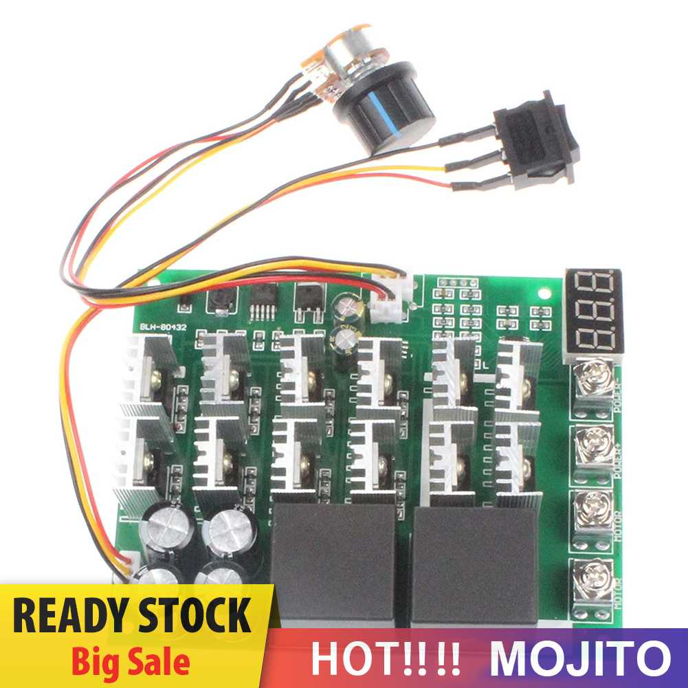 12v 24V 36V 48V Modul Kontroler Kecepatan Motor DC 100A Max Dengan Saklar Knob