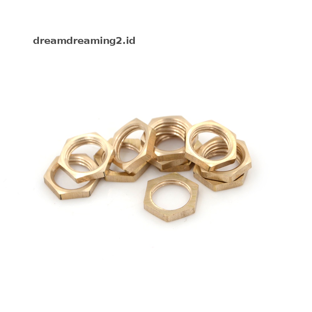 (drea) 10pcs Mur Hex Lock Kuningan Pipa Fitg 1/4&quot; BSP Female Drat/