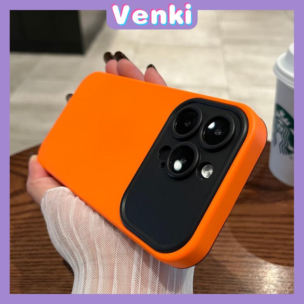 VENKI - Untuk iPhone 11 Case 2 in 1 Soft Case Acrylic Hard Case Ramah Kulit Penutup Kamera Sederhana Pelindung Layar Oranye Putih Hitam Untuk iPhone 14 Pro Max 13 Pro max 12 Pro Max XR