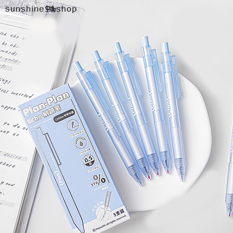 Sho 1set Sederhana Tekan Netral Brush Pen Tanya 0.5 Ujian Khusus Bernilai Tinggi Ins Cepat Kering Halus Siswa Alat Tulis Perlengkapan Sekolah N