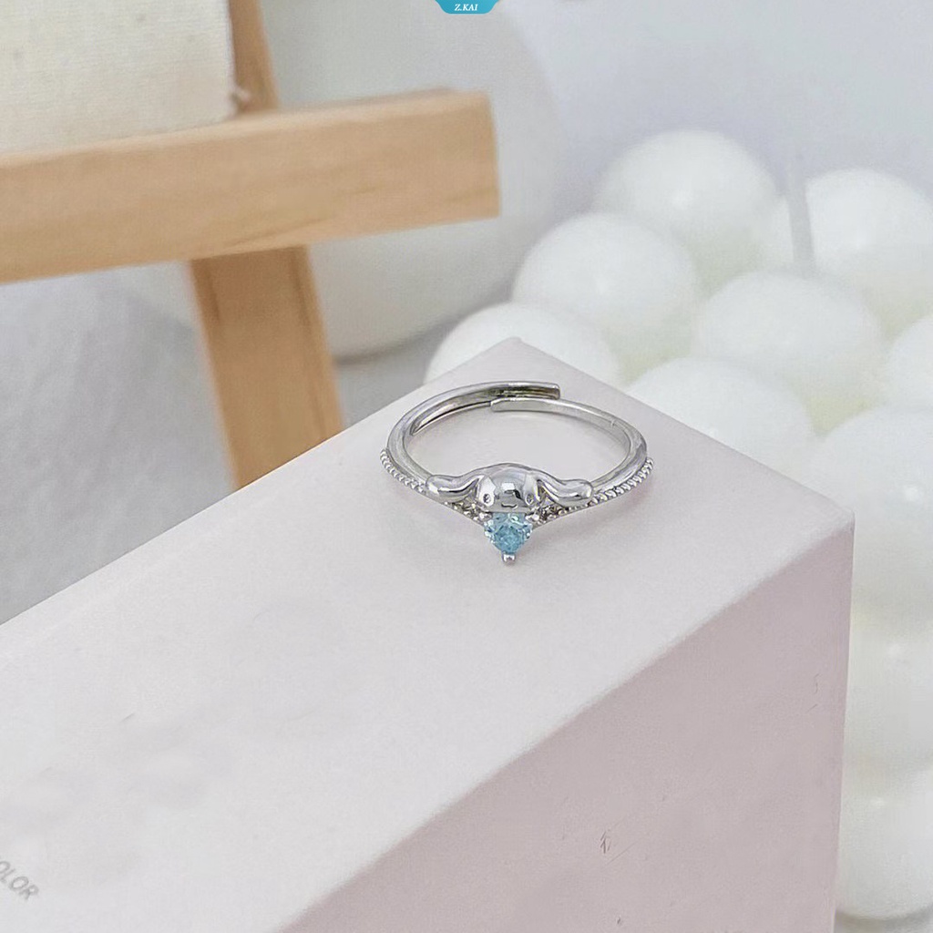 Kawaii Kartun Lucu Cincin Sanrio Cinnamoroll Ocean Heart Ring Perempuan Minoritas Desain Rasa Cincin Hadiah Ulang Tahun [ZK]