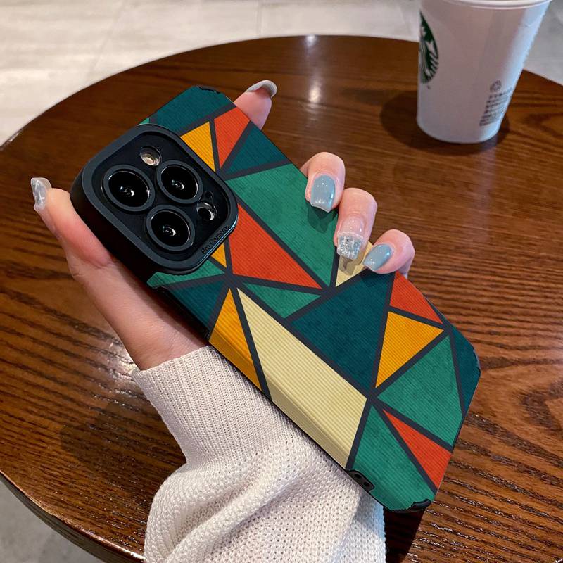 Lamb Skin Pretty Colored Triangle Soft Case IPhone 6S 7 Plus 8 Plus X XS XR XS Max 11 13 12 14 PRO Max 14 Plus 12 13 mINI SE Phone Case Girl Women's Fashion