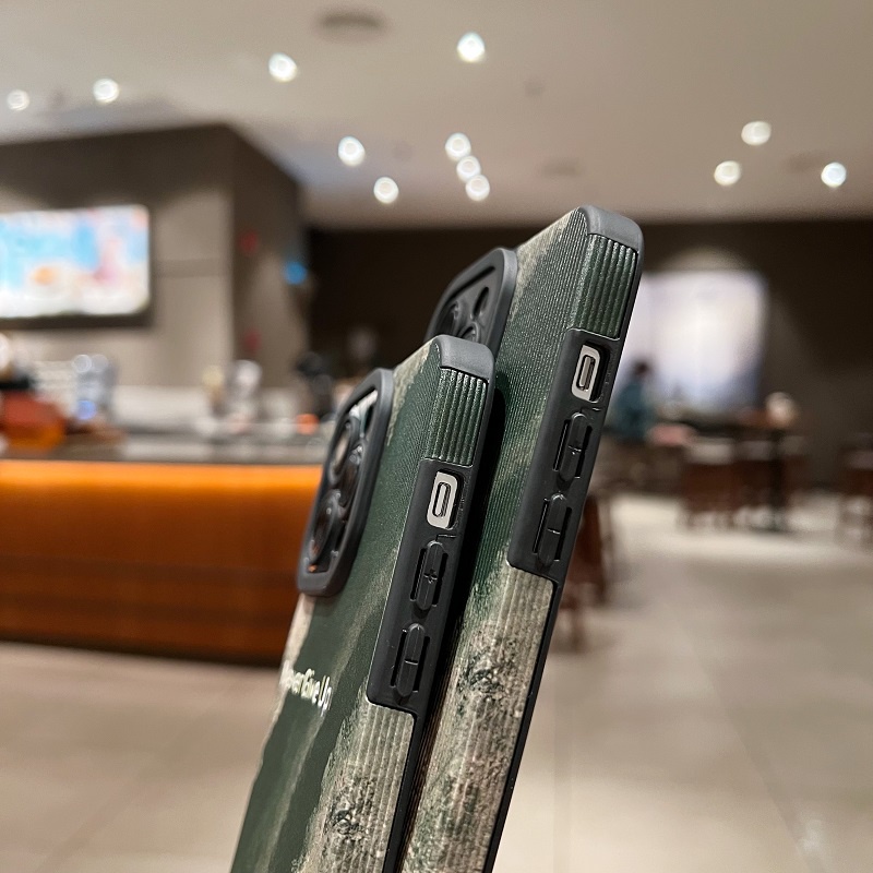 IPHONE Untuk Iphone14 13 12 11 Pro Max X XR XS Max7 8 Plus Vintage Hijau Pantai Tekstur Vertikal Kulit Pelindung Soft case