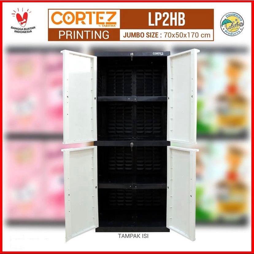 JUMBO! LEMARI PAKAIAN PLASTIK TABITHA CORTEZ PRINTING FULL KUNCI JUMBO LEMARI 4 SUSUN GANTUNGAN DAN HAMBALAN