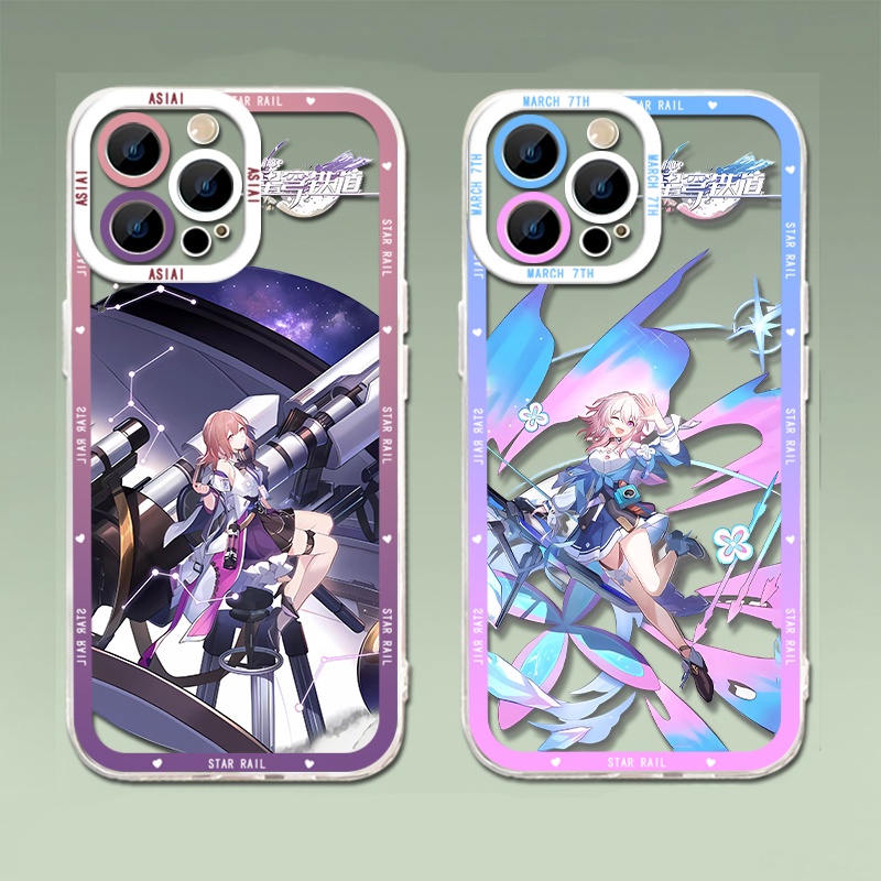 IPHONE Honkai Star Rail Himeko Phone Case Kompatibel Untuk Iphone14 11 13 12 Pro Max XS XR X8 7 6S Plus Mini Lembut Asta Maret 7th Casing Transparan TPU Silikon Shockproof Cover