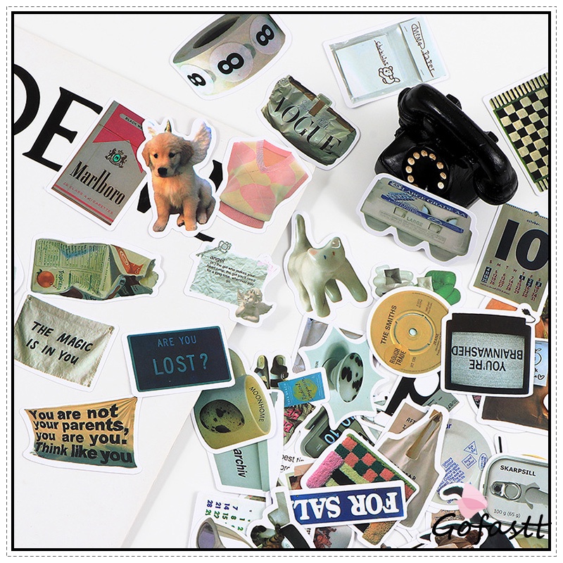 

Hitam Putih Stiker Vintage Gaya Korea Casing Ponsel Gelas Air Tahan Air Stiker-G