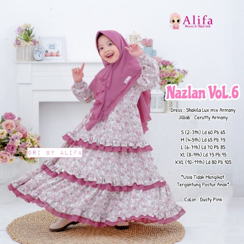 NAZLAN SYARI KIDS VOL.6 ORI ALIFA KIDS | Dress+jilbab Anak