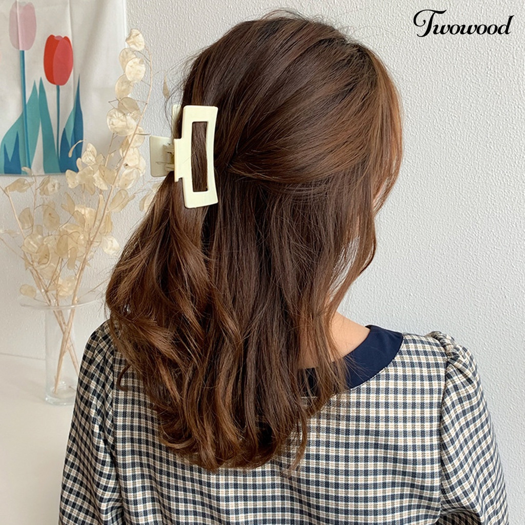 Twowood 2pcs Wanita Cakar Rambut Warna Solid Melubangi Cakar Kuat Dengan Gigi Tepi Halus Rambut-Membentuk Elastis Musim Semi Cuci Muka Rambut Grippers Aksesori Rambut