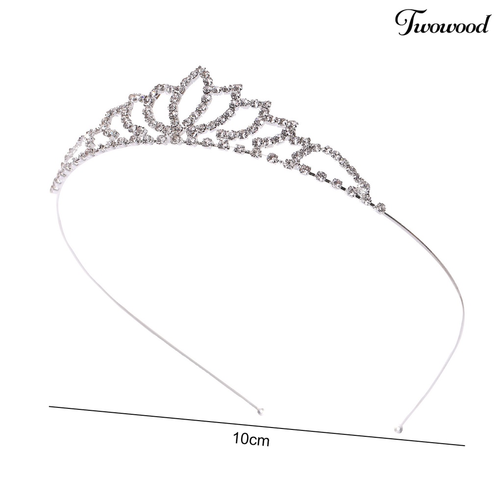 Twowood Bride Crown Berlian Imitasi Berongga Keluar Simetris Dekorasi Rambut Gaya Putri Kinerja Elastis Adjustable Queen Crown Perhiasan Pernikahan