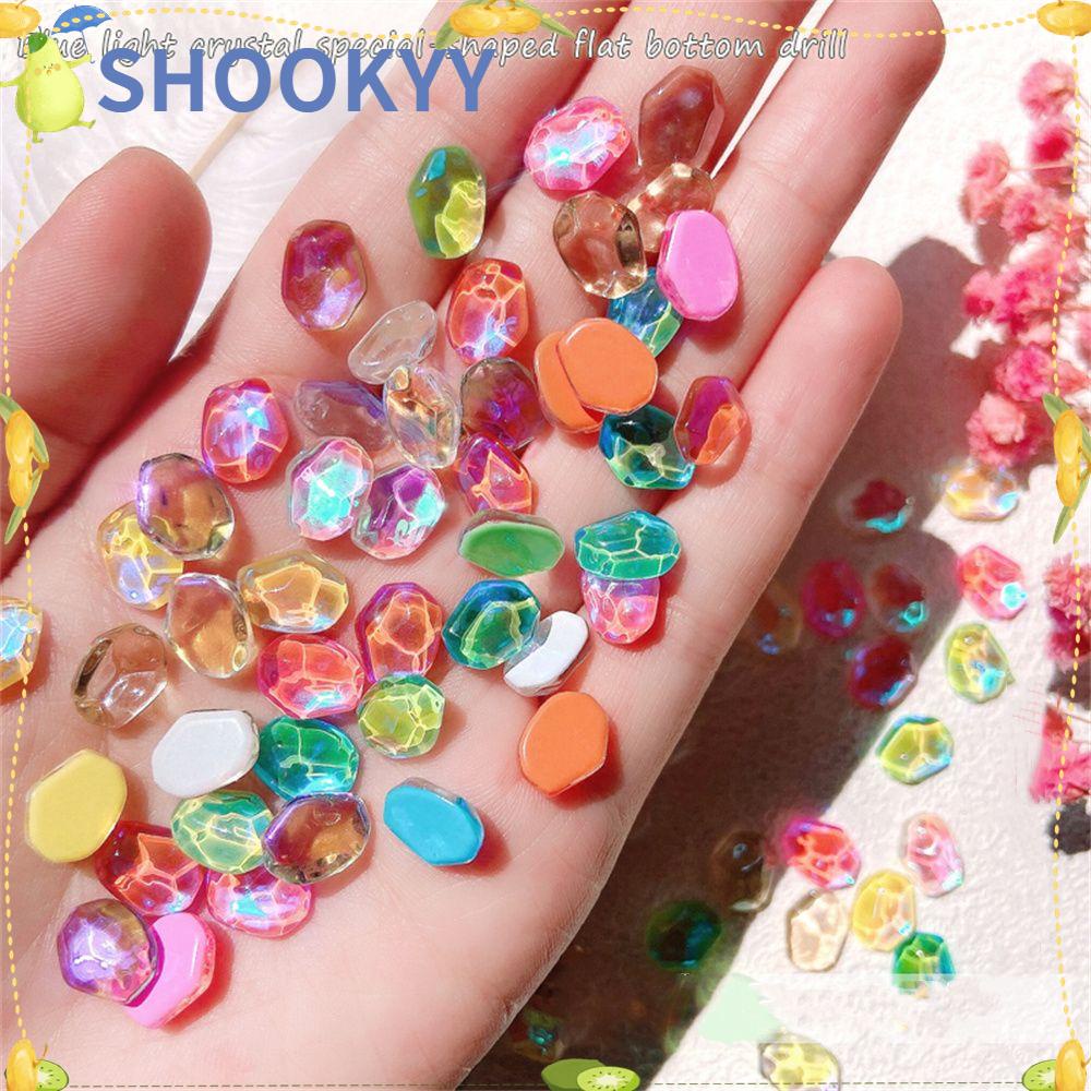 Chookyy 5pcs Nail Rhinestones Nail Aksesoris Manicure Aurora Flatback Shiny Crystal Nail Art Dekorasi